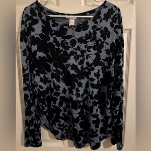 H&M blue with black flowers blouse